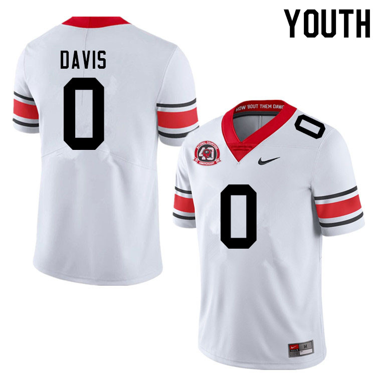 Youth #0 Rian Davis Georgia Bulldogs Nationals Champions 40th Anniversary College Football Jerseys S - Click Image to Close